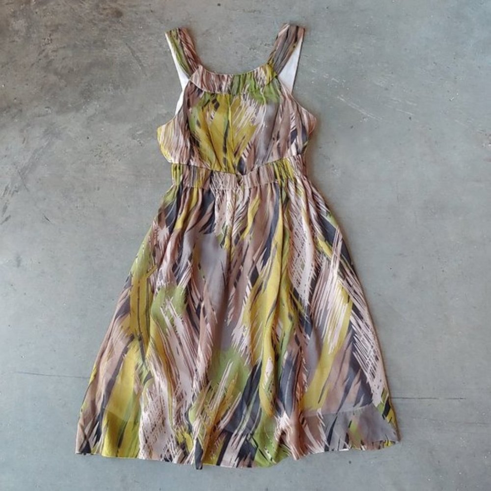 Fei Brown and Green Silk Pampas Dress 4_2